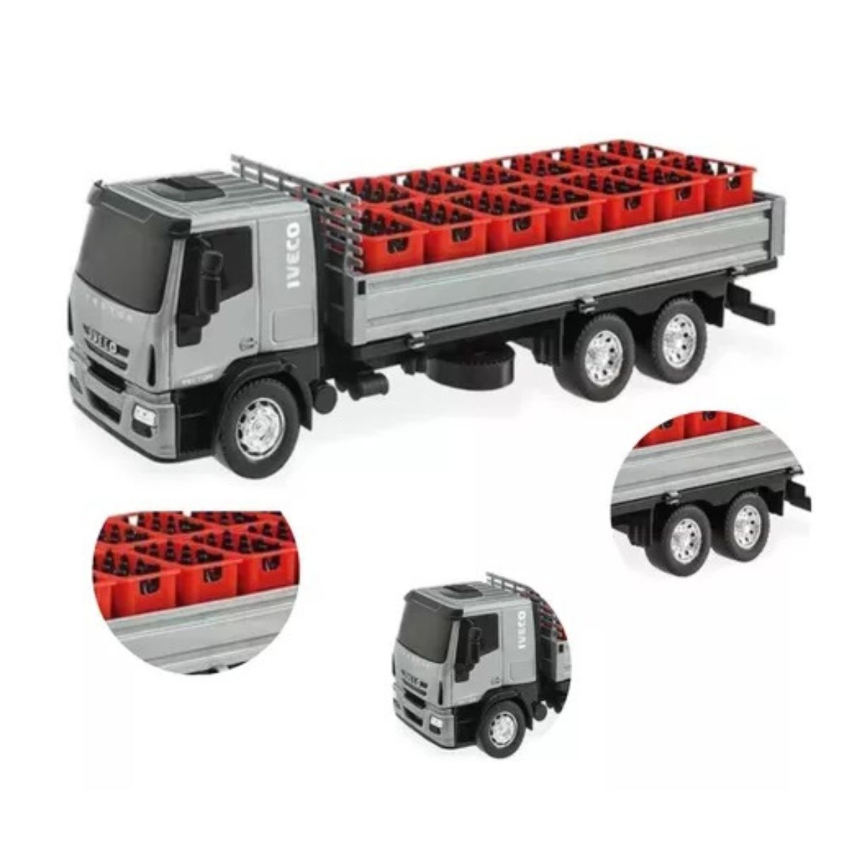 Brinquedo Caminhão De Bebidas Iveco Dropside Cinza - Usual Brinquedo Caminhão De Bebidas Iveco Dropside Cinza - Usual